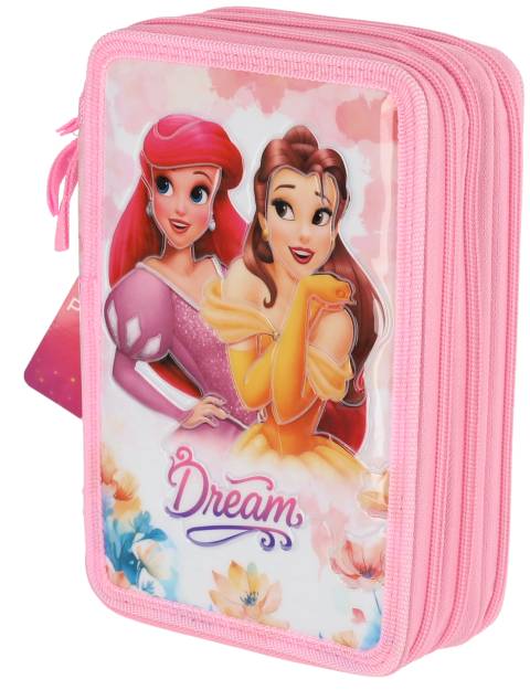 Penar 3D Princess Roz cu 3 Fermoare Neechipat pentru Scoala
